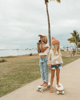 Skateboard Banwood, din lemn natural, crem, 3 ani+