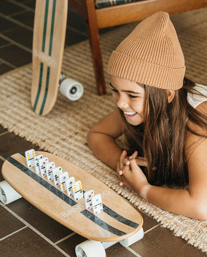 Skateboard Banwood, din lemn natural, albastru, 3 ani+