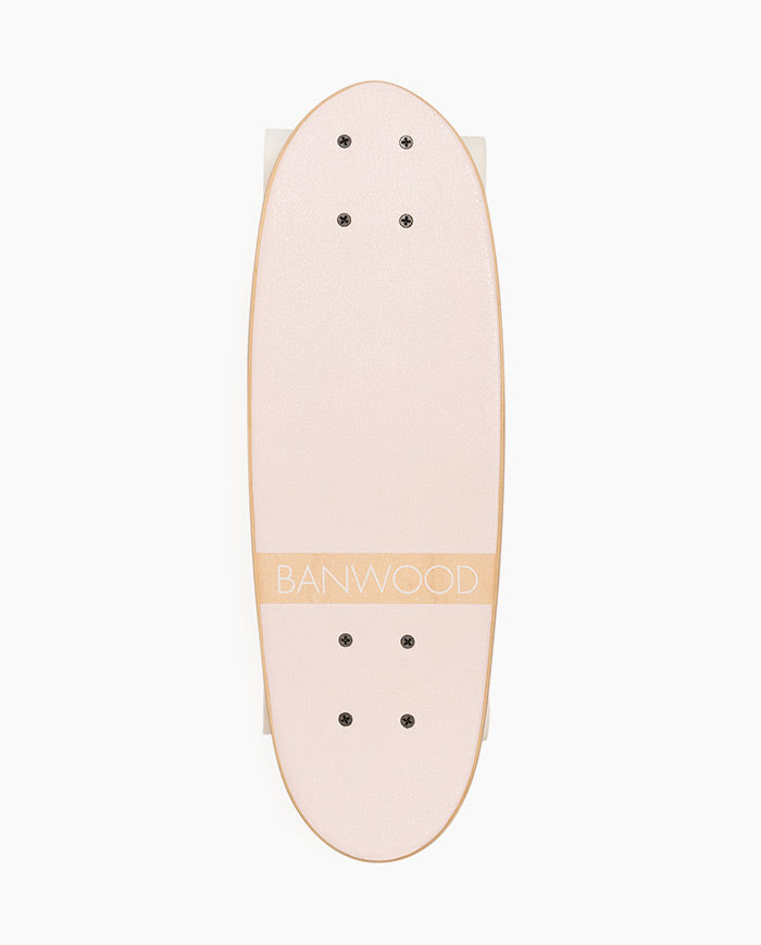Skateboard Banwood, din lemn natural, roz, 3 ani+