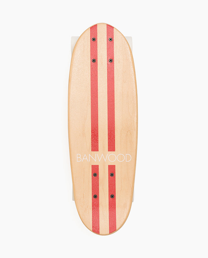 Skateboard Banwood, din lemn natural, rosu, 3 ani+