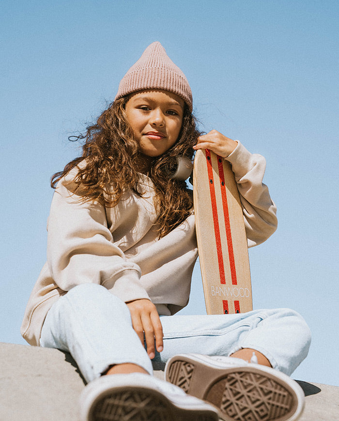 Skateboard Banwood, din lemn natural, rosu, 3 ani+