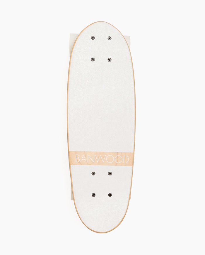 Skateboard Banwood, din lemn natural, alb, 3 ani+