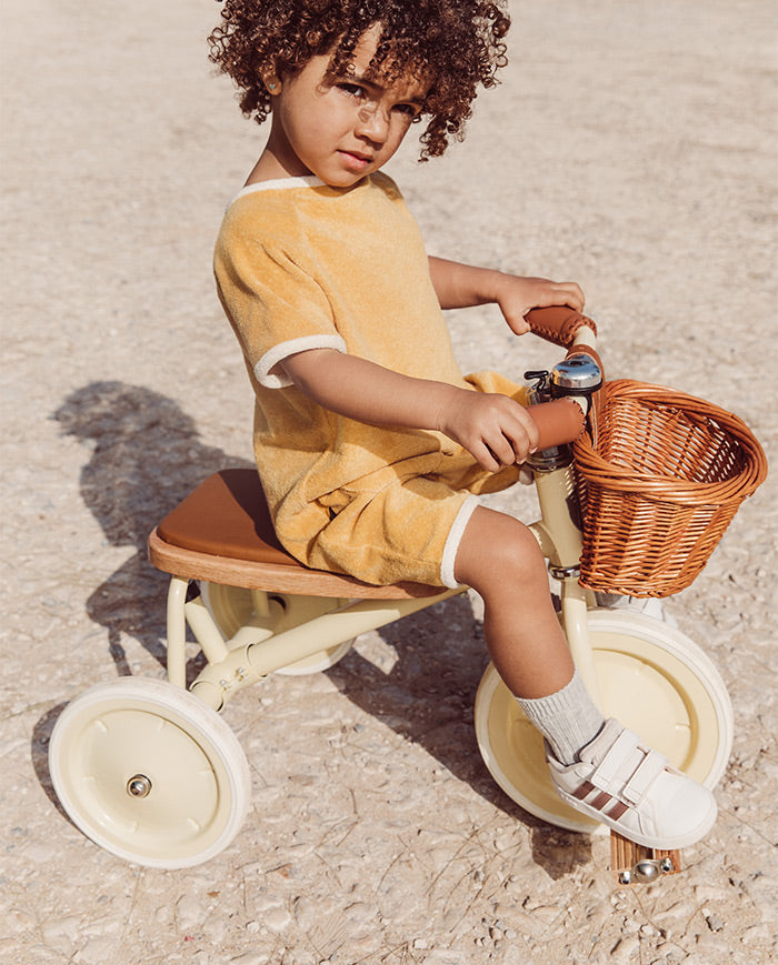 Tricicleta Vintage cu pedale, Banwood, cadru otel, ghidon reglabil, verde, 3 ani+