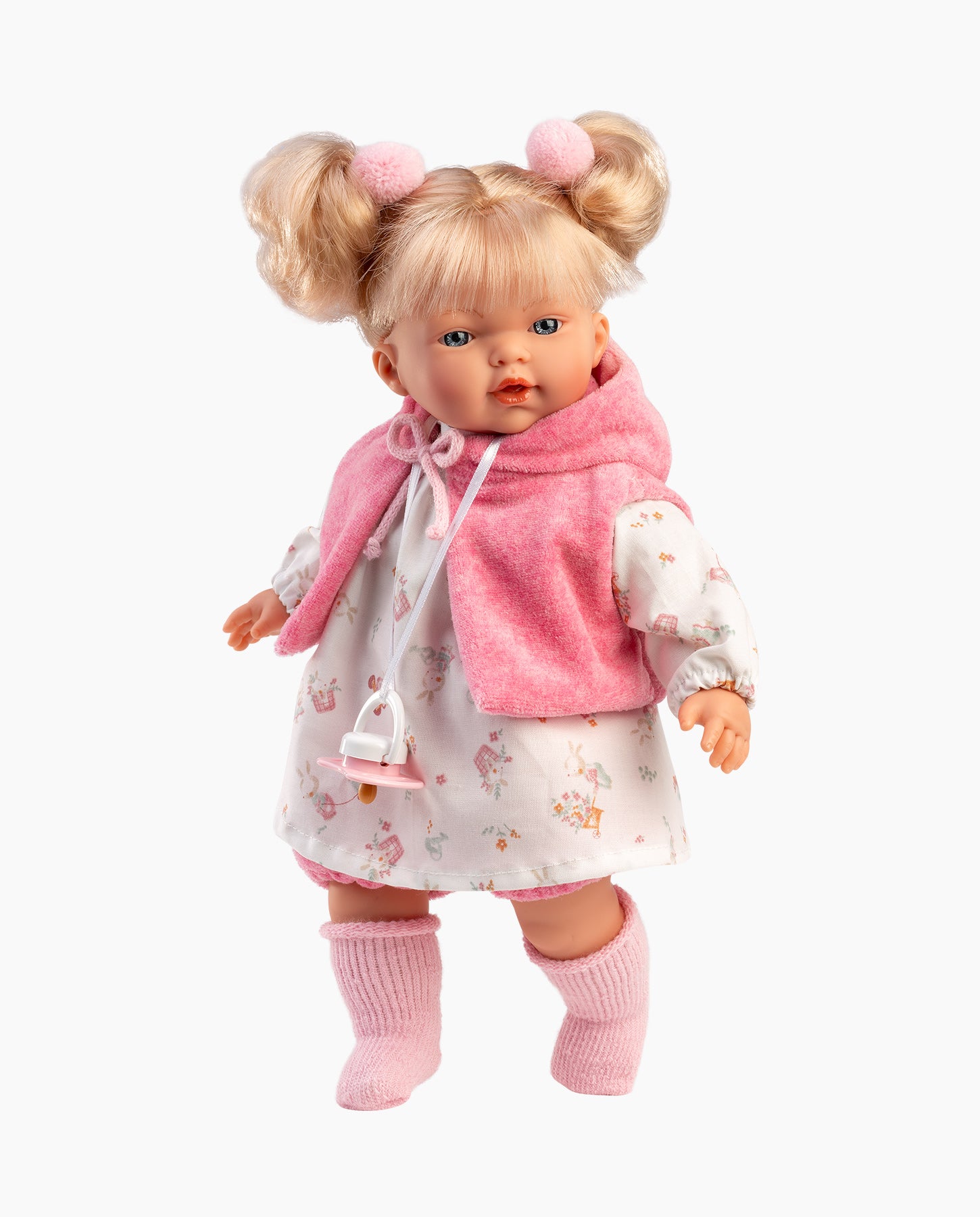 Papusa Llorens, Roberta cu rochita alba, cu sunete, 33 cm