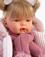 Papusa Llorens, Joelle cu jacheta si fular roz, cu sunete, 38 cm