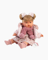 Papusa Llorens, Joelle cu jacheta si fular roz, cu sunete, 38 cm