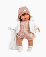 Papusa Llorens, Carla cu paturica alba, cu sunete, 42 cm