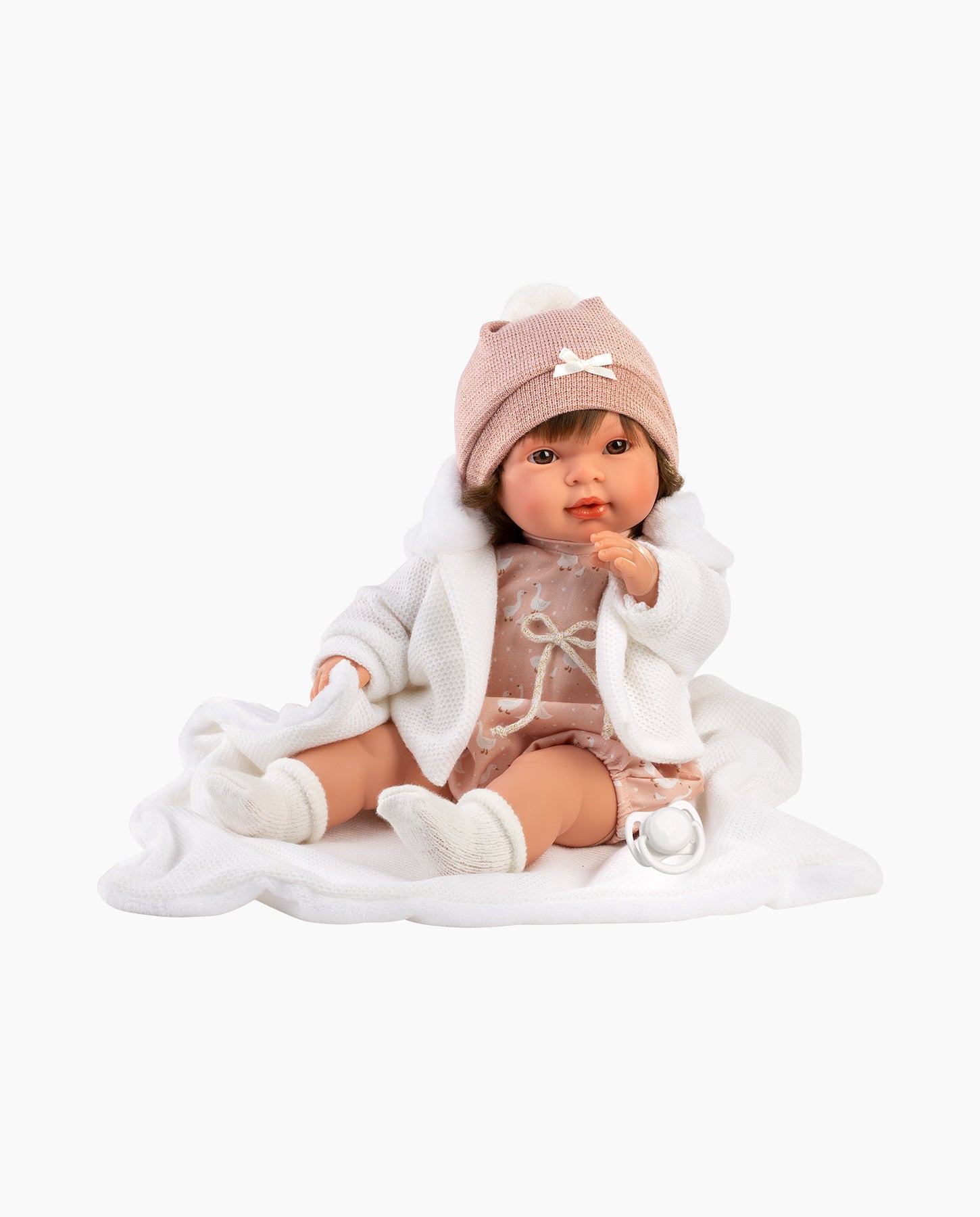 Papusa Llorens, Carla cu paturica alba, cu sunete, 42 cm