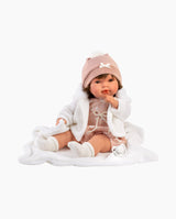 Papusa Llorens, Carla cu paturica alba, cu sunete, 42 cm