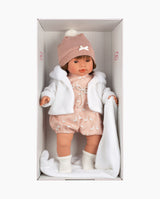 Papusa Llorens, Carla cu paturica alba, cu sunete, 42 cm