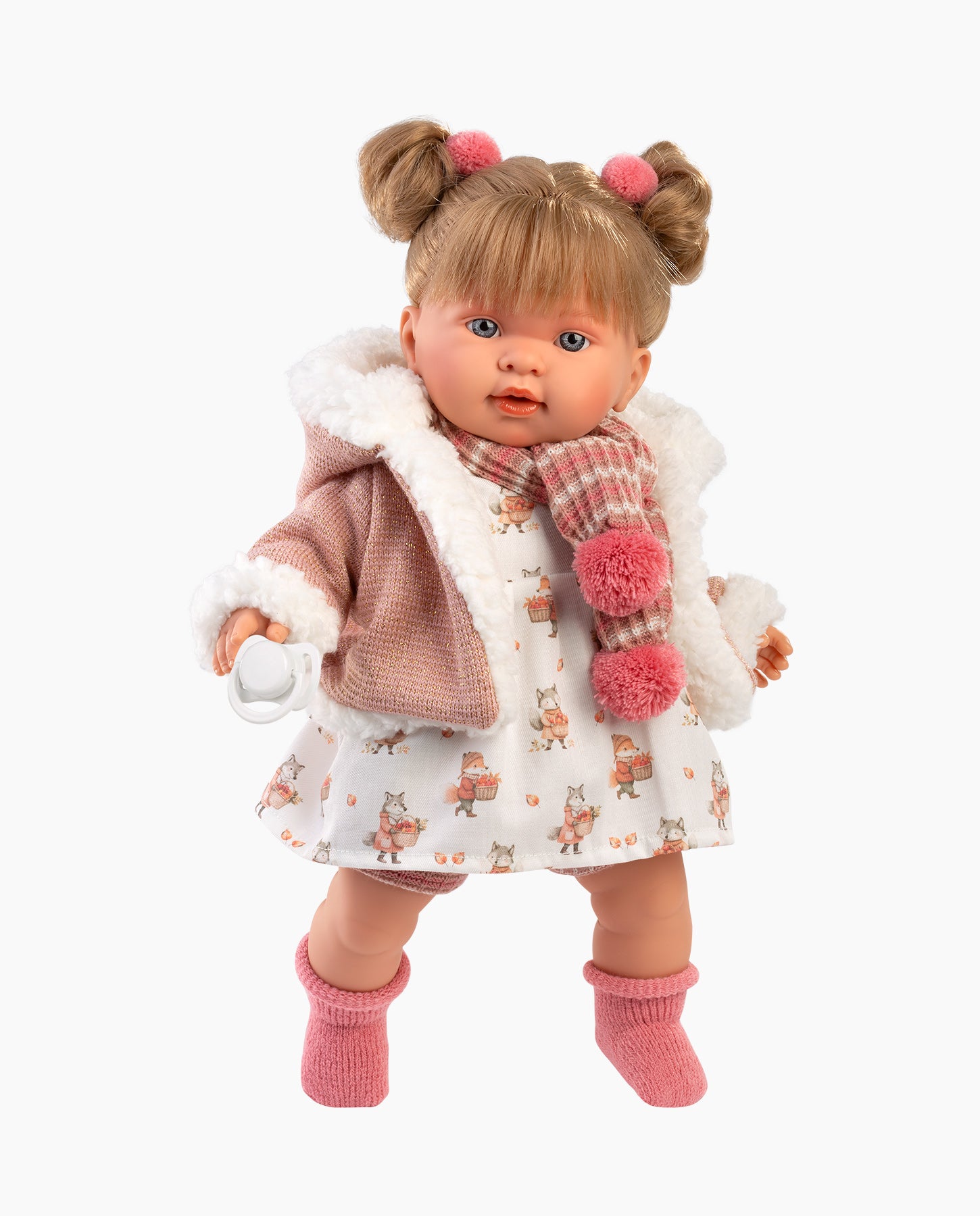 Papusa Llorens, Alexandra cu jacheta roz, cu sunete, 42 cm