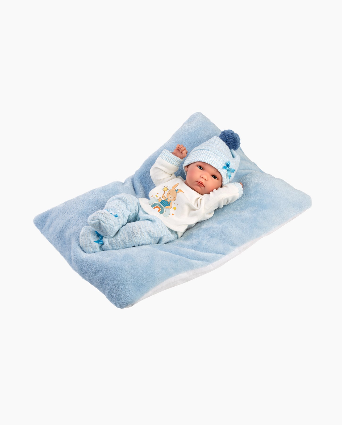 Papusa Llorens, Bimbo cu perinita patrata albastra, 35 cm