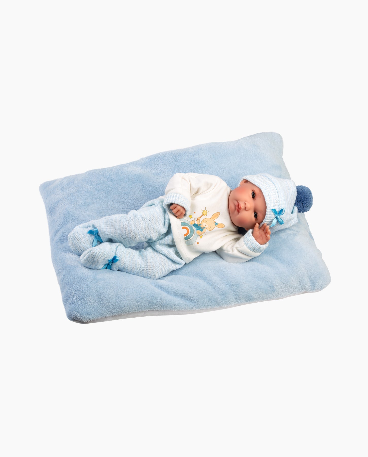 Papusa Llorens, Bimbo cu perinita patrata albastra, 35 cm