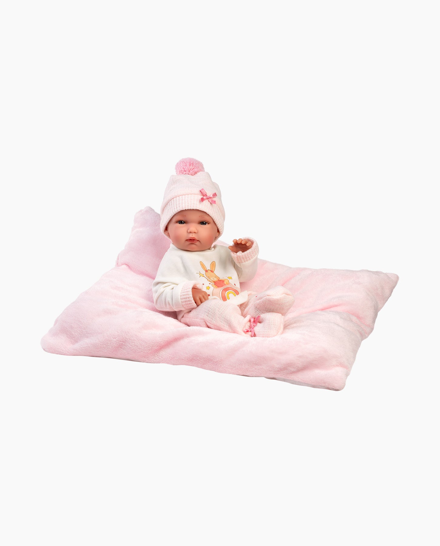 Papusa Llorens, Bimba cu perinita patrata roz, 35 cm