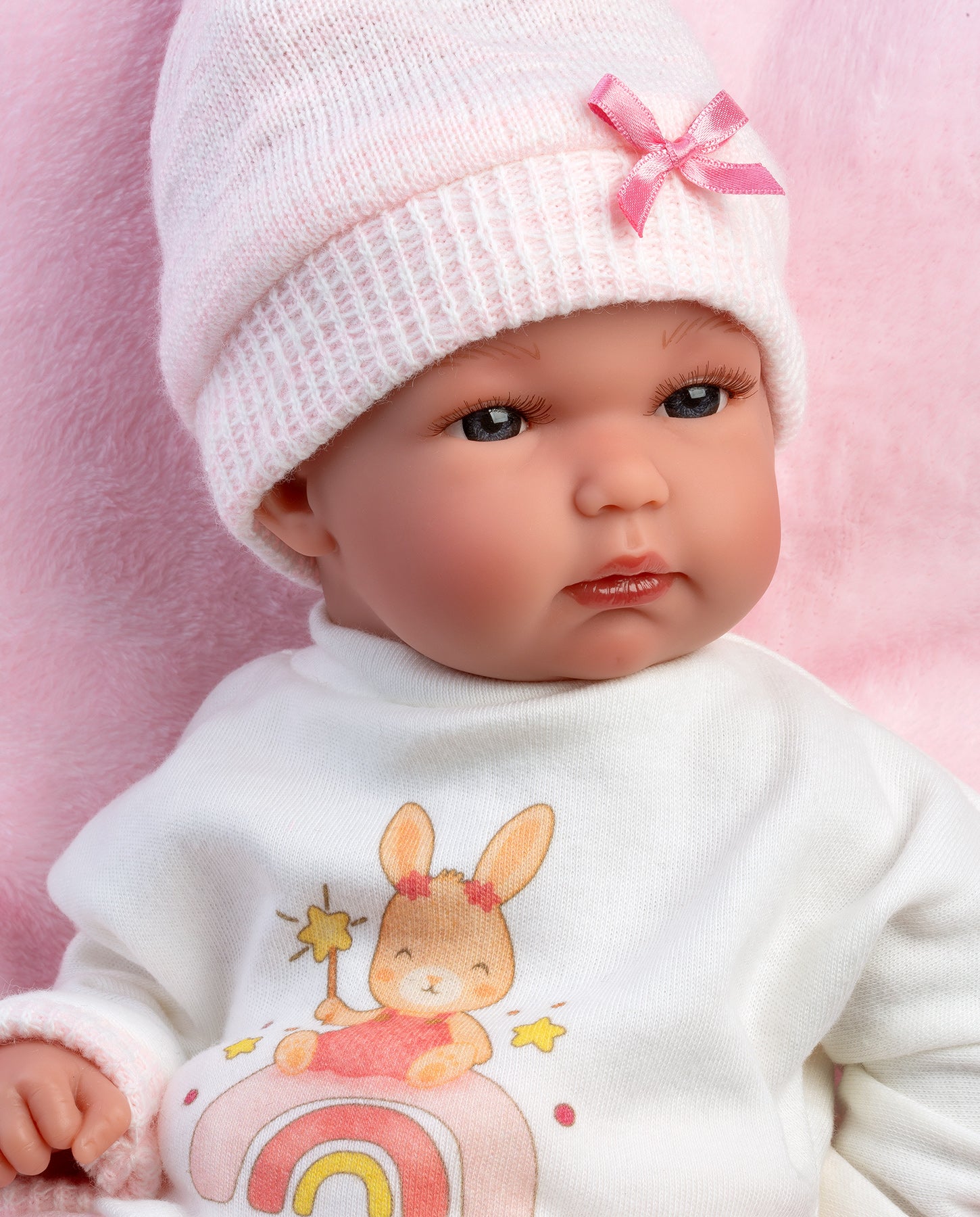 Papusa Llorens, Bimba cu perinita patrata roz, 35 cm
