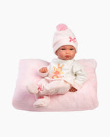 Papusa Llorens, Bimba cu perinita patrata roz, 35 cm