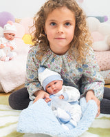 Papusa Llorens, Bimbo cu salteluta si biberon albastru, 35 cm