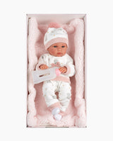 Papusa Llorens, Bimba cu salteluta si biberon roz, 35 cm