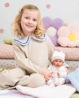 Papusa Llorens, Bimba cu salteluta si biberon roz, 35 cm