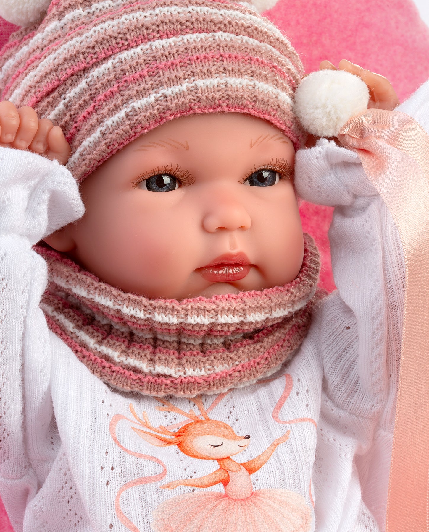 Papusa Llorens, Bimba cu salteluta de dormit roz, 35 cm