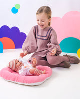 Papusa Llorens, Bimba cu salteluta de dormit roz, 35 cm