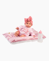 Papusa Llorens, Olivia cu perinita si biberon roz , cu sunete, 38 cm
