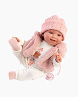 Papusa Llorens, Chloe zambareata cu vestuta roz, cu sunete, 38 cm