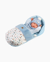 Papusa Llorens, Nico cu saculet de dormit albastru, 40 cm