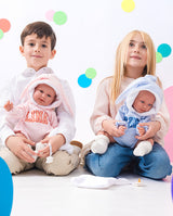 Papusa Llorens, Lino cu biberon albastru, cu sunete, 45 cm