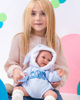 Papusa Llorens, Lino cu biberon albastru, cu sunete, 45 cm