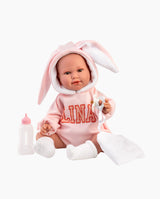 Papusa Llorens, Lina biberon roz, cu sunete, 45 cm