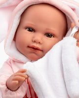 Papusa Llorens, Lina biberon roz, cu sunete, 45 cm