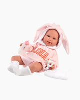 Papusa Llorens, Lina biberon roz, cu sunete, 45 cm