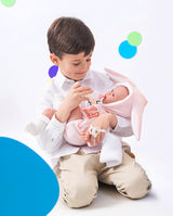 Papusa Llorens, Lina biberon roz, cu sunete, 45 cm