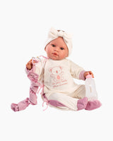 Papusa Llorens, Lea cu bentita si biberon, cu sunete, 45 cm