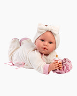 Papusa Llorens, Lea cu bentita si biberon, cu sunete, 45 cm