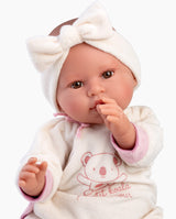 Papusa Llorens, Lea cu bentita si biberon, cu sunete, 45 cm