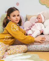 Papusa Llorens, Lea cu bentita si biberon, cu sunete, 45 cm