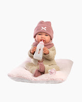 Papusa Llorens, Tina cu pernita pufoasa si biberon roz, cu sunete, 44 cm