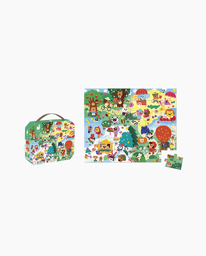 Puzzle 4 Anotimpuri, Janod, cu cutie gentuta, 36 piese, 4 ani+