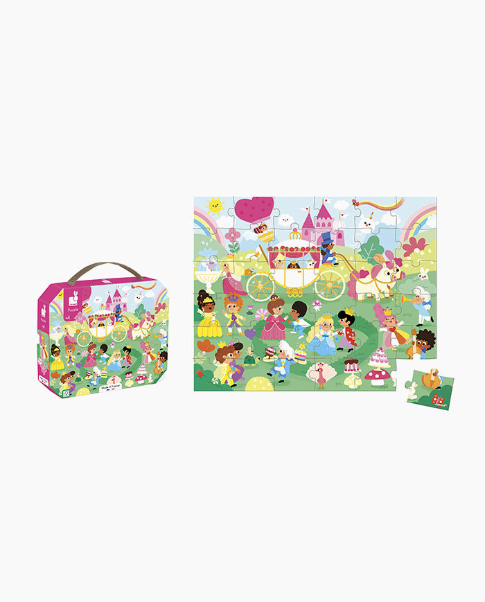 Puzzle Printese, Janod, cu cutie gentuta, 36 piese, 4 ani+