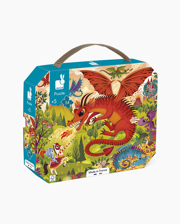 Puzzle Regatul Dragonilor, Janod, cu cutie gentuta, 54 piese, 5