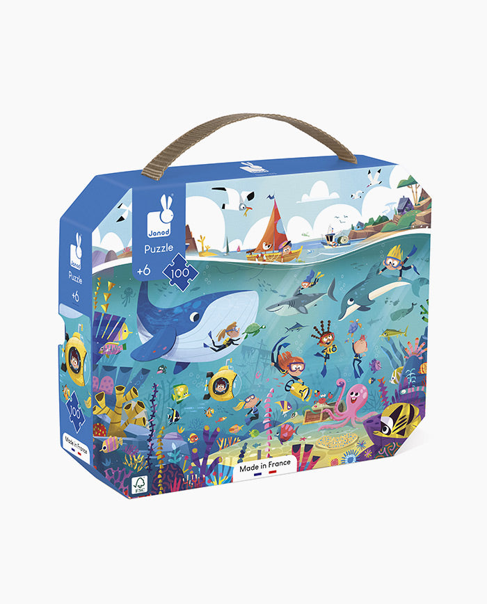 Puzzle Fundul Oceanului, Janod, 100 piese, 6 ani +