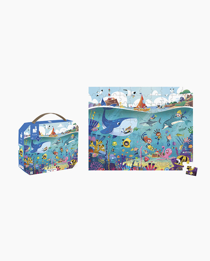 Puzzle Fundul Oceanului, Janod, 100 piese, 6 ani +