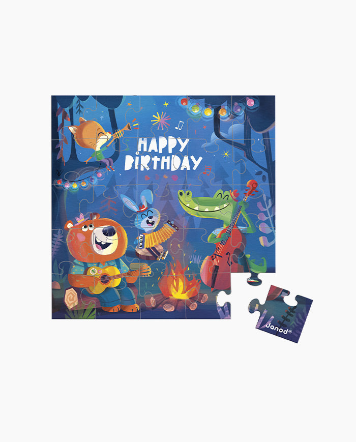 Puzzle Zi de nastere in padure, Janod, 25 piese, 3 ani+