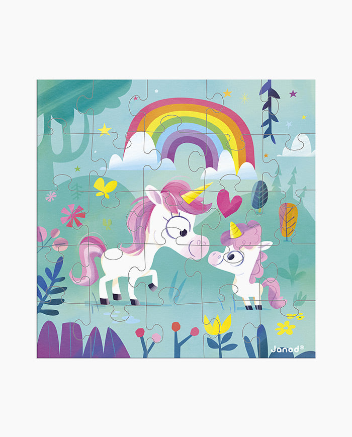 Puzzle Mama Unicorn si puiul ei, Janod, 25 piese, 3 ani+