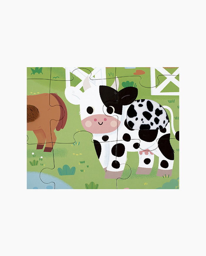 Puzzle Tactil Animale la Ferma, Janod, 20 piese, 2 ani+