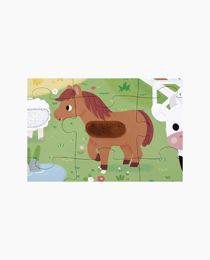 Puzzle Tactil Animale la Ferma, Janod, 20 piese, 2 ani+