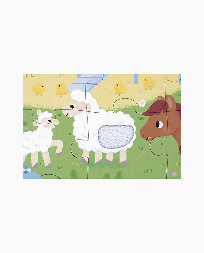 Puzzle Tactil Animale la Ferma, Janod, 20 piese, 2 ani+