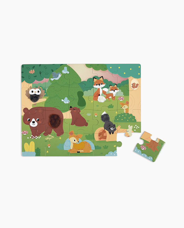 Puzzle Tactil Animale in Padure, Janod, 20 piese, 2 ani+